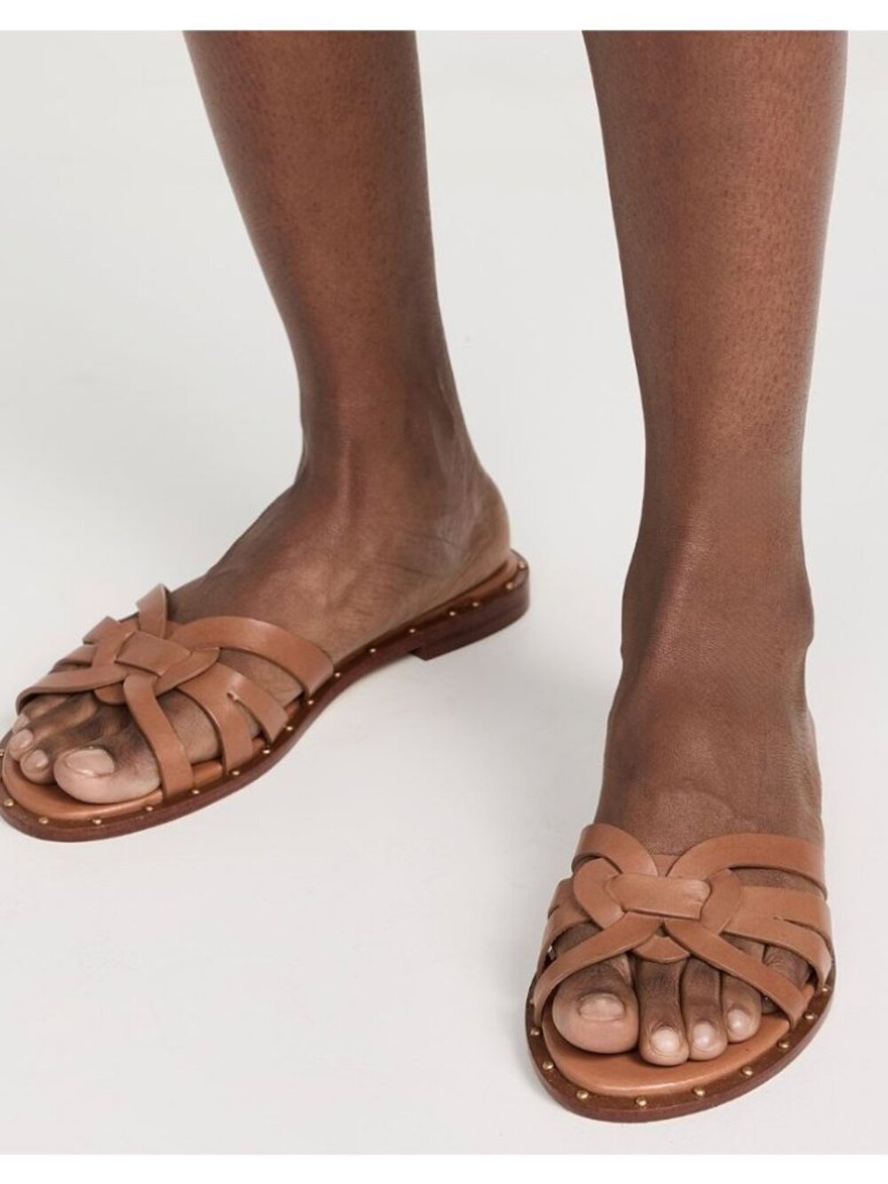 Schutz Pheonix Flat Sandals Size US 6.5 Miele Brown Cognac